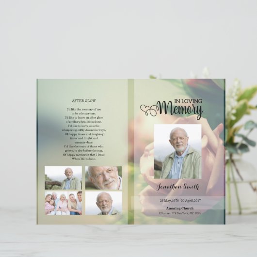 Modèle de programme de funérailles florales Rose (Debout devant)