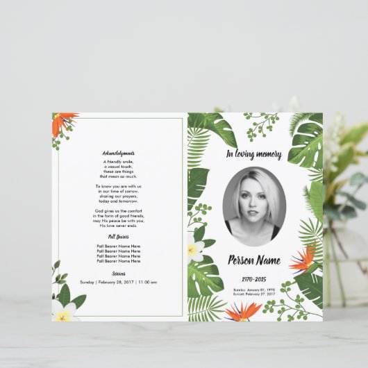 MODELE DE PROGRAMME DE FUNÉRAILLES | GREEN LEAF (Debout devant)