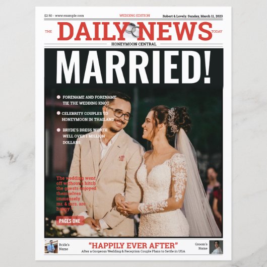 Modèle de programme de journal de mariage (Devant)