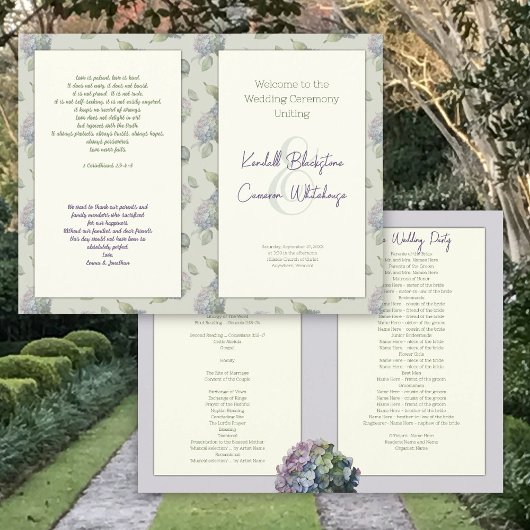 Modèle de programme de mariage à l'église plié flo