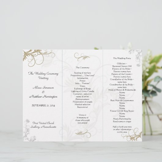 Modèle de programme de mariage à motifs floraux (Debout devant)