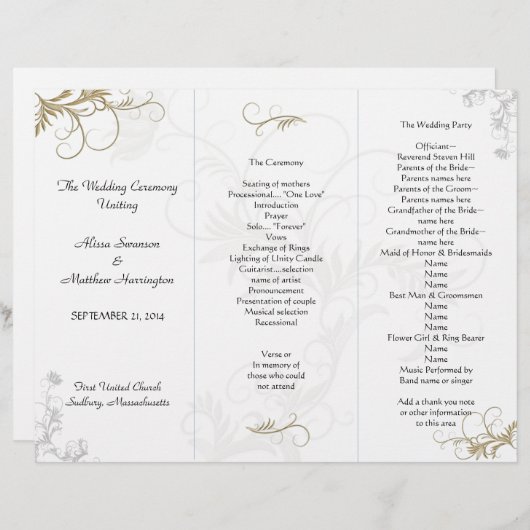 Modèle de programme de mariage à motifs floraux (Devant / Derrière)