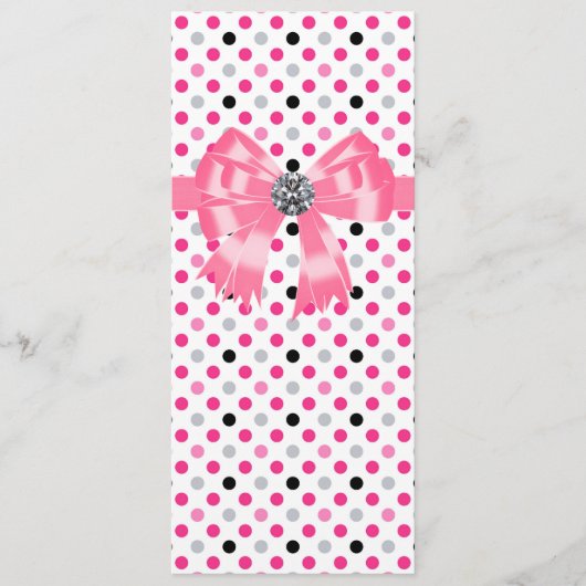 Modèle de programme de mariage à pois noir et rose (Devant)