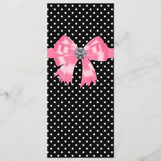 Modèle de programme de mariage à pois noir et rose (Devant)