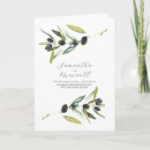 Modèle de programme de mariage aquarelle olive pli (Devant)
