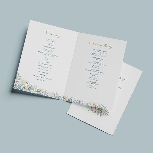 Modèle de programme de mariage aux fleurs sauvages