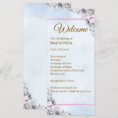 Modèle de programme de mariage floral élégant (Devant / Derrière)