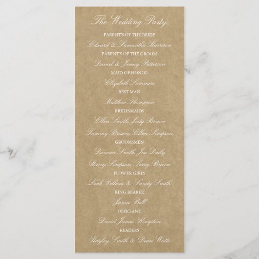 Modèle de programme de mariage Kraft de campagne é (Dos)