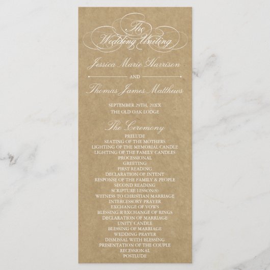 Modèle de programme de mariage Kraft de campagne é (Devant)