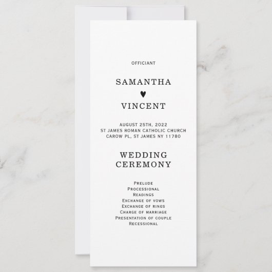 Modèle de Programme de Mariage Moderne (Devant)