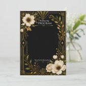Modèle de programme de mariage noir et or Art Déco (Debout devant)