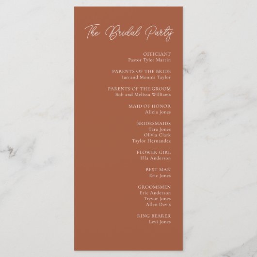 Modèle de programme de mariage numérique moderne e (Dos)