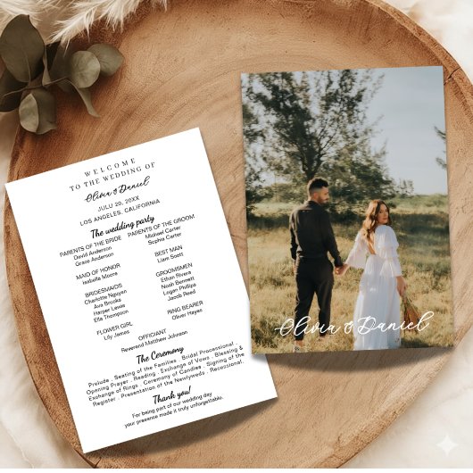 Modèle de programme de mariage photo moderne éléga