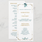 Modèle de programme de mariage sarcelle et or (Devant / Derrière)