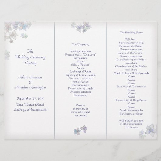 Modèle de programme de mariage triptyque Lavande A (Devant)