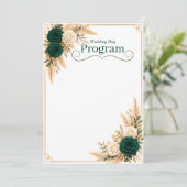 Modèle de programme de mariage vert émeraude et or (Debout devant)