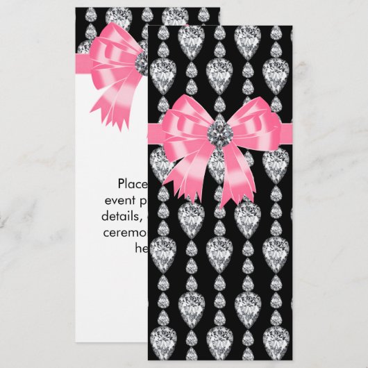 Modèle de programme de soirée rose noir Diamonds B (Devant / Derrière)