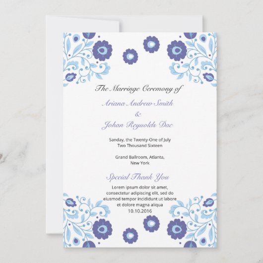 Modèle de programme de ventilateur de mariage flor (Devant)