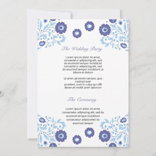 Modèle de programme de ventilateur de mariage flor (Dos)