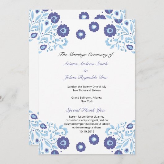 Modèle de programme de ventilateur de mariage flor (Devant / Derrière)