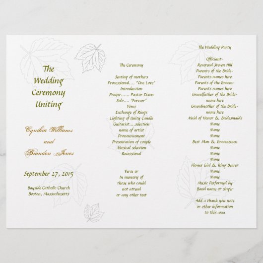 Modèle de programme divisé en trois volets (Devant)