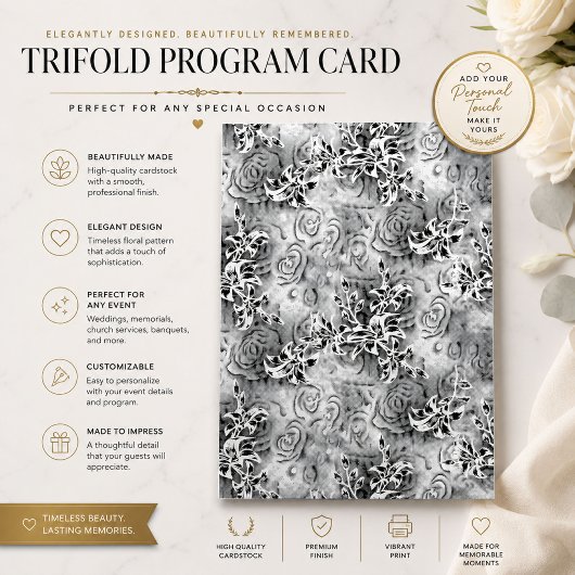 Modèle de programme triptyque floral élégant