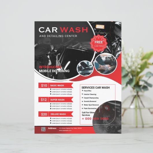 Modèle de prospectus de lavage de voiture (Debout devant)