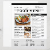 Modèle de prospectus de menu de restaurant (Devant / Derrière)
