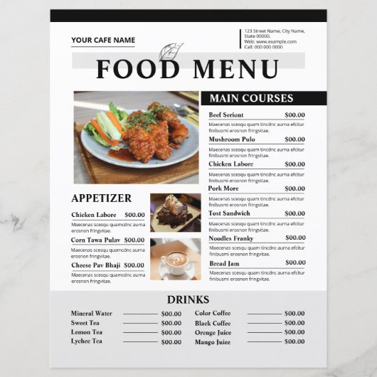 Modèle de prospectus de menu de restaurant (Devant)