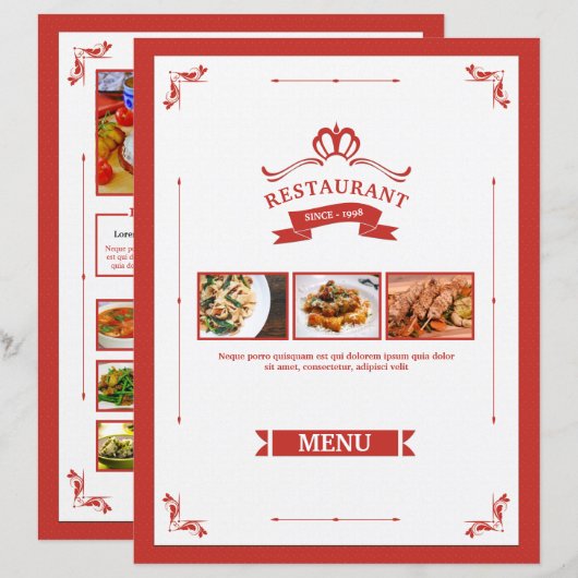 Modèle de prospectus de menu de restaurant (Devant / Derrière)