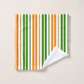 Modèle de rayures verticales orange vert blanc (Gant de toilette)