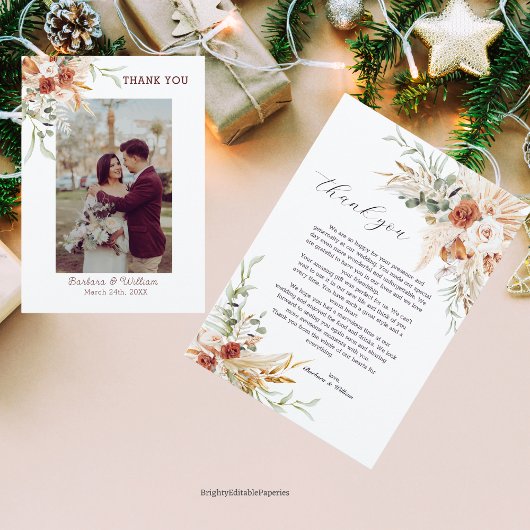 Modèle de remerciement de mariage bohème