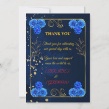 Modèle de remerciement de mariage élégant bleu mar