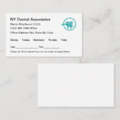 Modèle de rendez-vous des dentistes Carte de visit (Devant / Derrière)