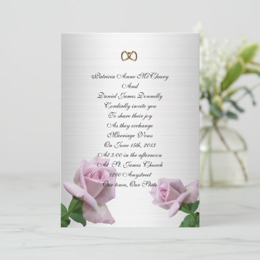 modèle de rose lavande pour invitation (Debout devant)