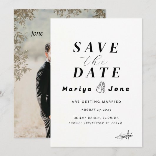 Modèle de save the date recto-verso, Invitation (Devant / Derrière)