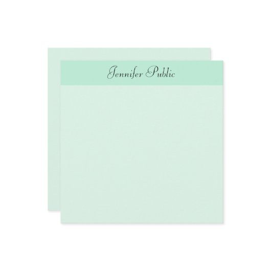 Modèle de script manuscrit moderne Mint Green (Devant/Arrière en situation)