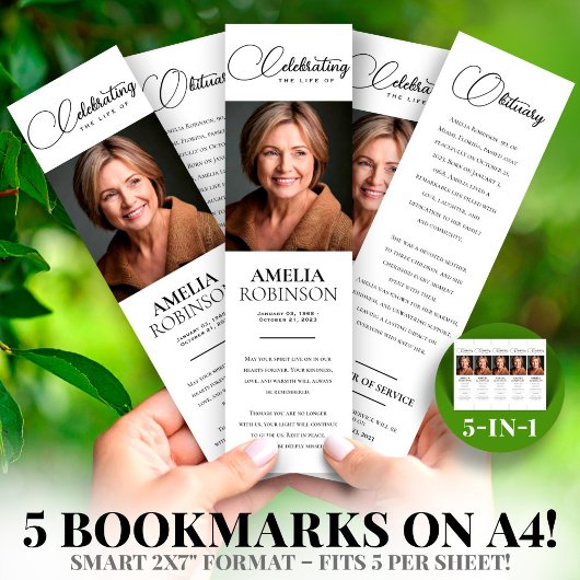 Modèle de signet de deuil élégant à faire soi-même