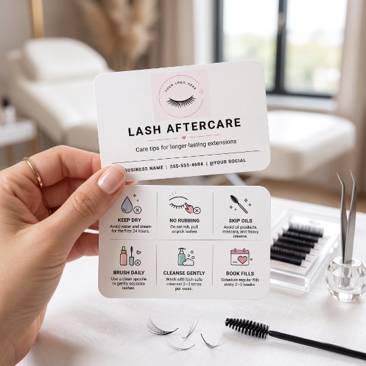 Modèle de soins après-cils rose moderne doux