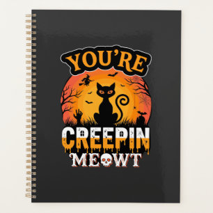 Modèle de sorcière de chat noir Halloween Creepin