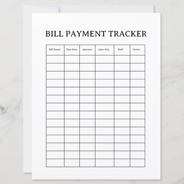 Modèle de suivi de paiement de facture (Devant)