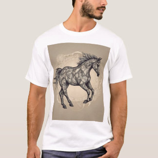 Modèle de T-shirt géométrique Fractal Horse