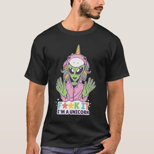 Modèle de t-shirt unicorne Alien (Devant)