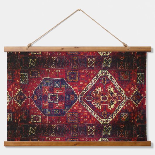 Modèle de tapis oriental en tapisserie rouge foncé (Devant)