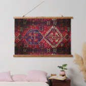 Modèle de tapis oriental en tapisserie rouge foncé (Chambre à coucher)