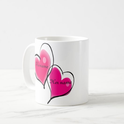 Modèle de tasse de deux coeurs (Devant gauche)