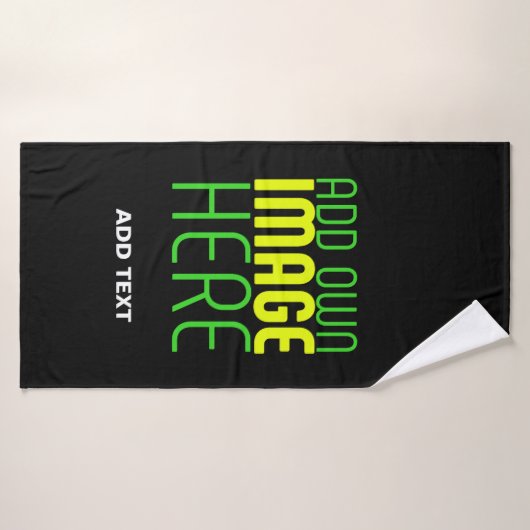 MODÈLE DE TEXTE D'IMAGE NOIRE SIMPLE ET MODERNE (Serviette de bain)