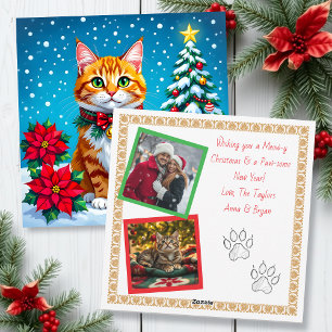 Modèle de vacances de Noël avec chat et deux photo