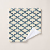 Modèle de vagues de style rétro bleu (Gant de toilette)