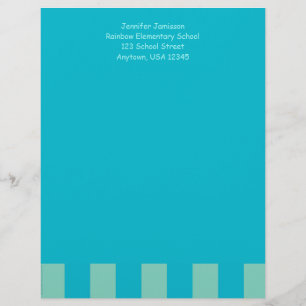 Modèle D'en-tête De Lettre Appréciation de l'enseignant Aqua Blue & Green, No